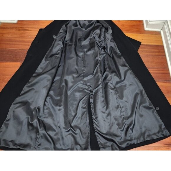 Jones New York Women’s Wool Blend Long Coat Black Double Breasted Belted Back 4 - Picture 9 of 15